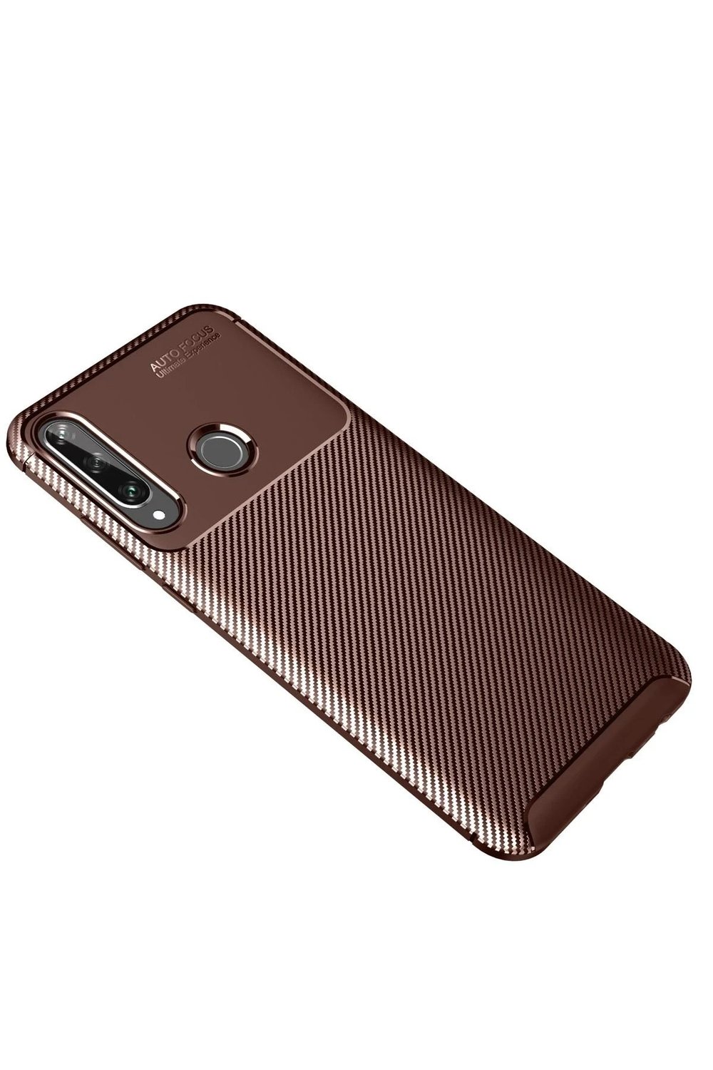 Mey İthalat®  Huawei Y6P Kılıf Auto Focus Karbon Kapak - Kahverengi