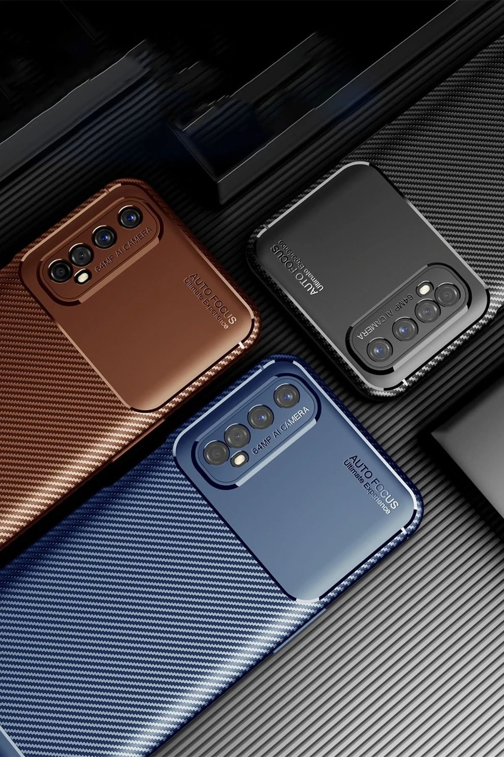 Mey İthalat®  Realme 7 Kılıf Auto Focus Karbon Kapak - Siyah