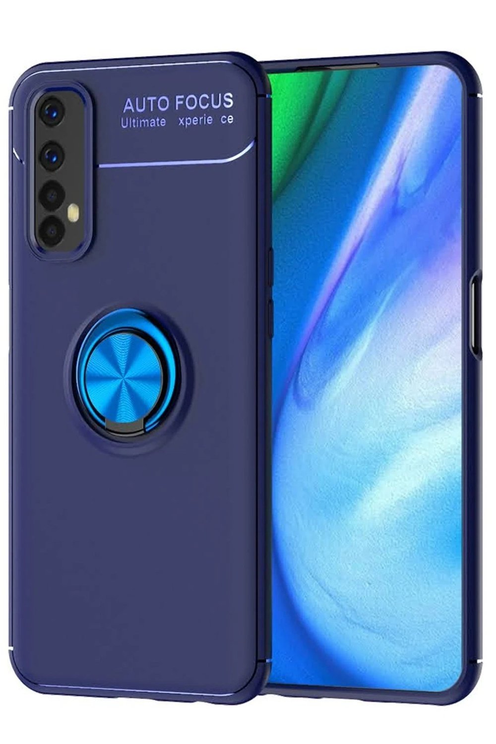 Mey İthalat®  Realme 7 Kılıf Range Yüzüklü Silikon - Mavi