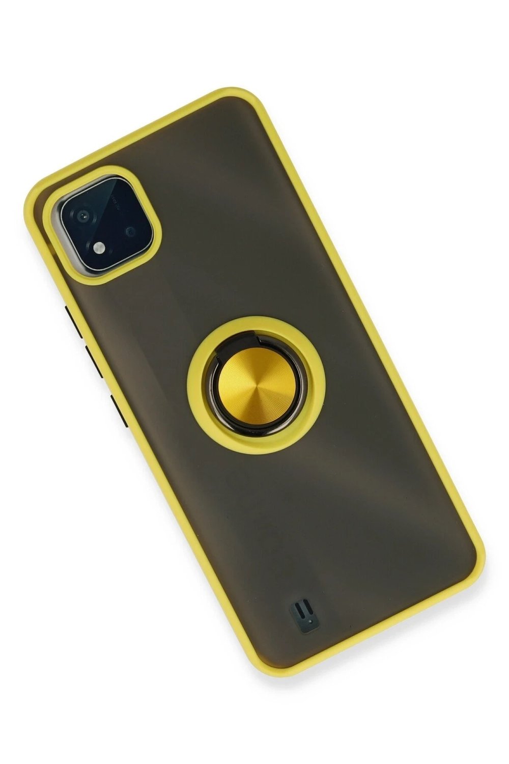 Mey İthalat®  Realme C11 2021 Kılıf Montreal Yüzüklü Silikon Kapak - Sarı