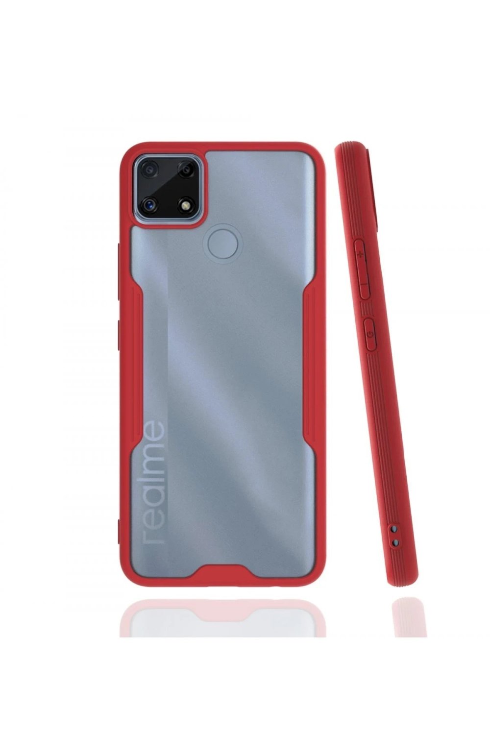 Mey İthalat®  Realme C25 Kılıf Platin Silikon - Kırmızı