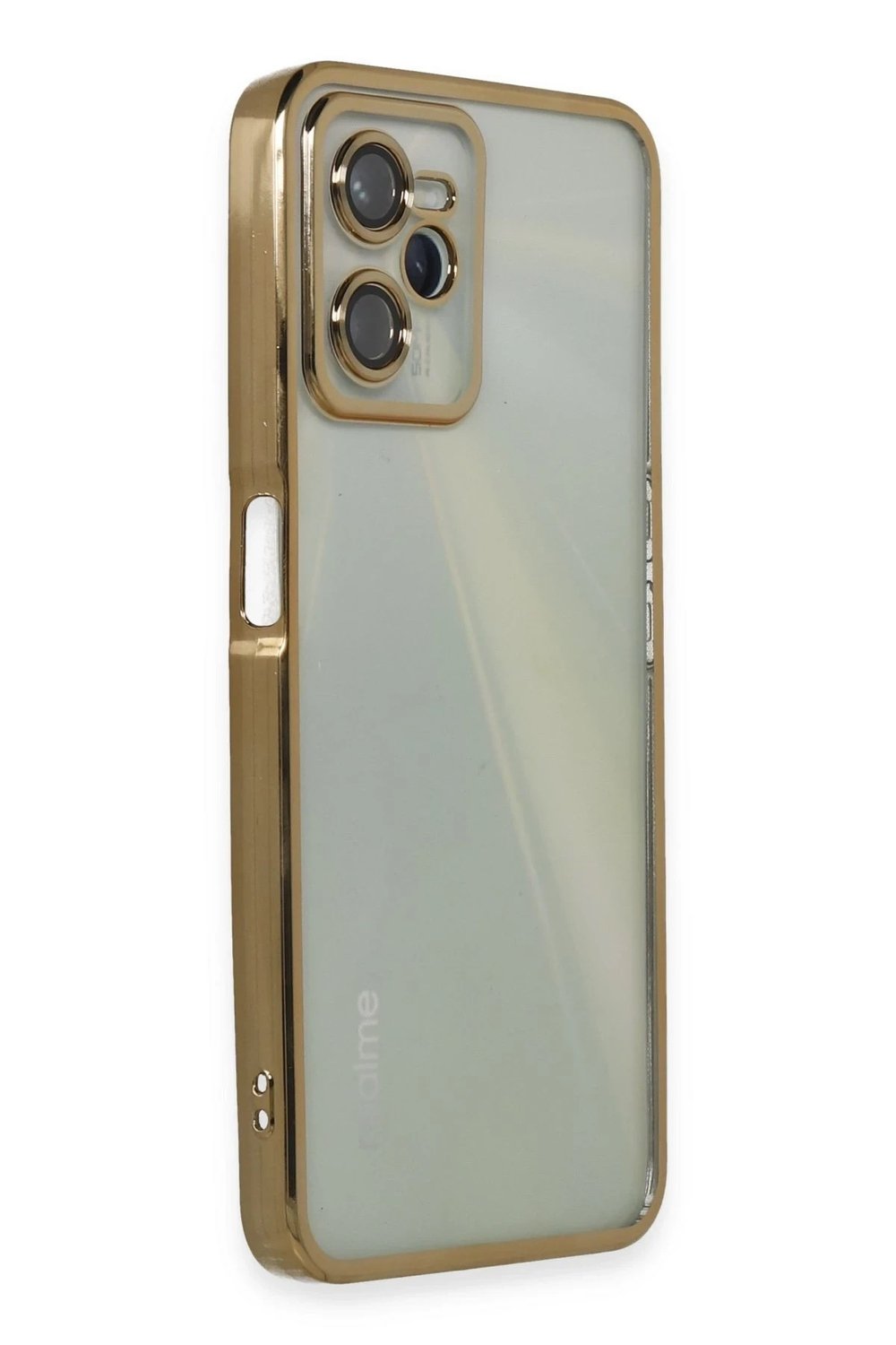 Mey İthalat®  Realme C35 Kılıf  Lensli Silikon - Gold