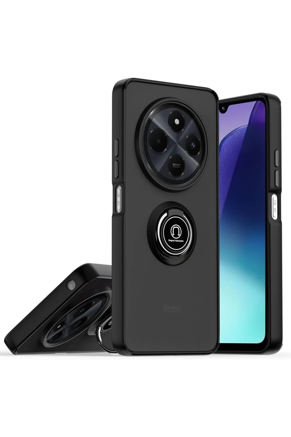 Mey İthalat®  Realme C75 4G Kılıf Montreal Yüzüklü Silikon Kapak - Siyah