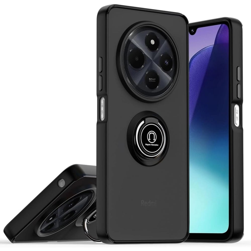 Mey İthalat®  Realme C75 4G Kılıf Montreal Yüzüklü Silikon Kapak - Siyah