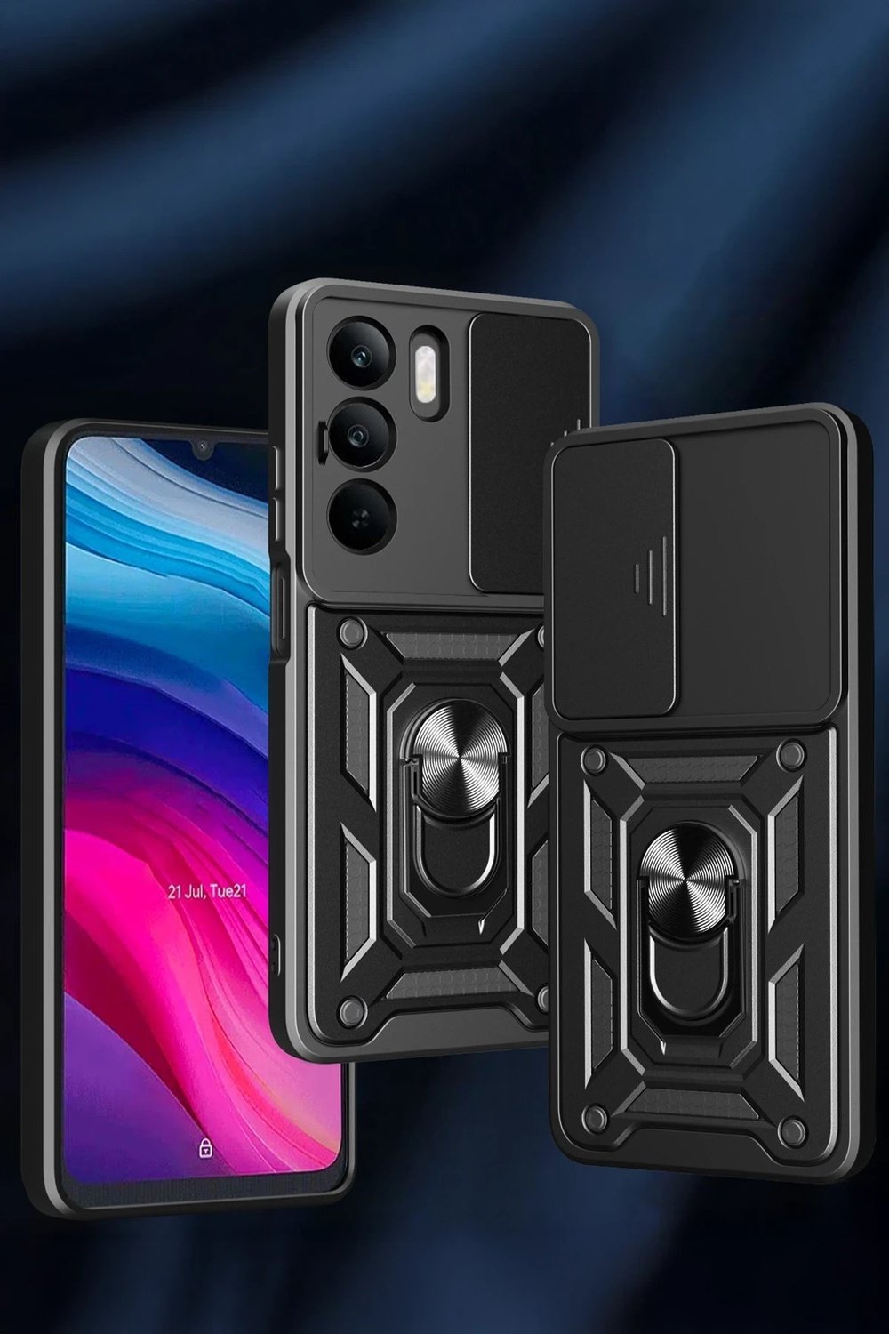 Mey İthalat®  Realme C75 4G Kılıf Pars Lens Yüzüklü Silikon - Lacivert