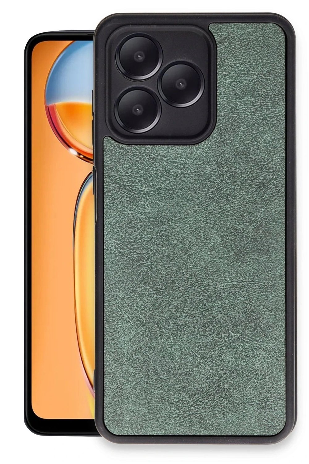 Mey İthalat®  Realme Note 50 4G Kılıf Aras Deri Kapak - Koyu Yeşil