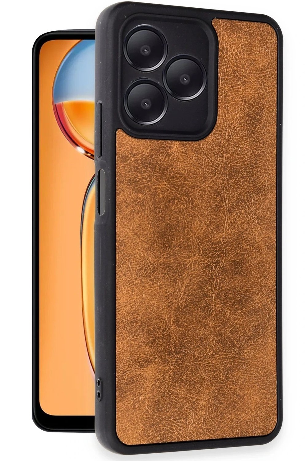 Mey İthalat®  Realme Note 50 4G Kılıf Aras Deri Kapak - Taba