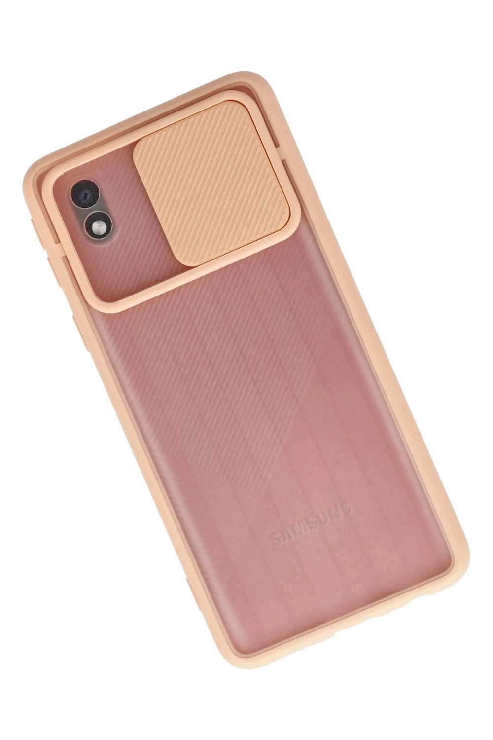 Mey İthalat®  Samsung Galaxy A01 Core Kılıf Palm Buzlu Kamera Sürgülü Silikon - Pembe