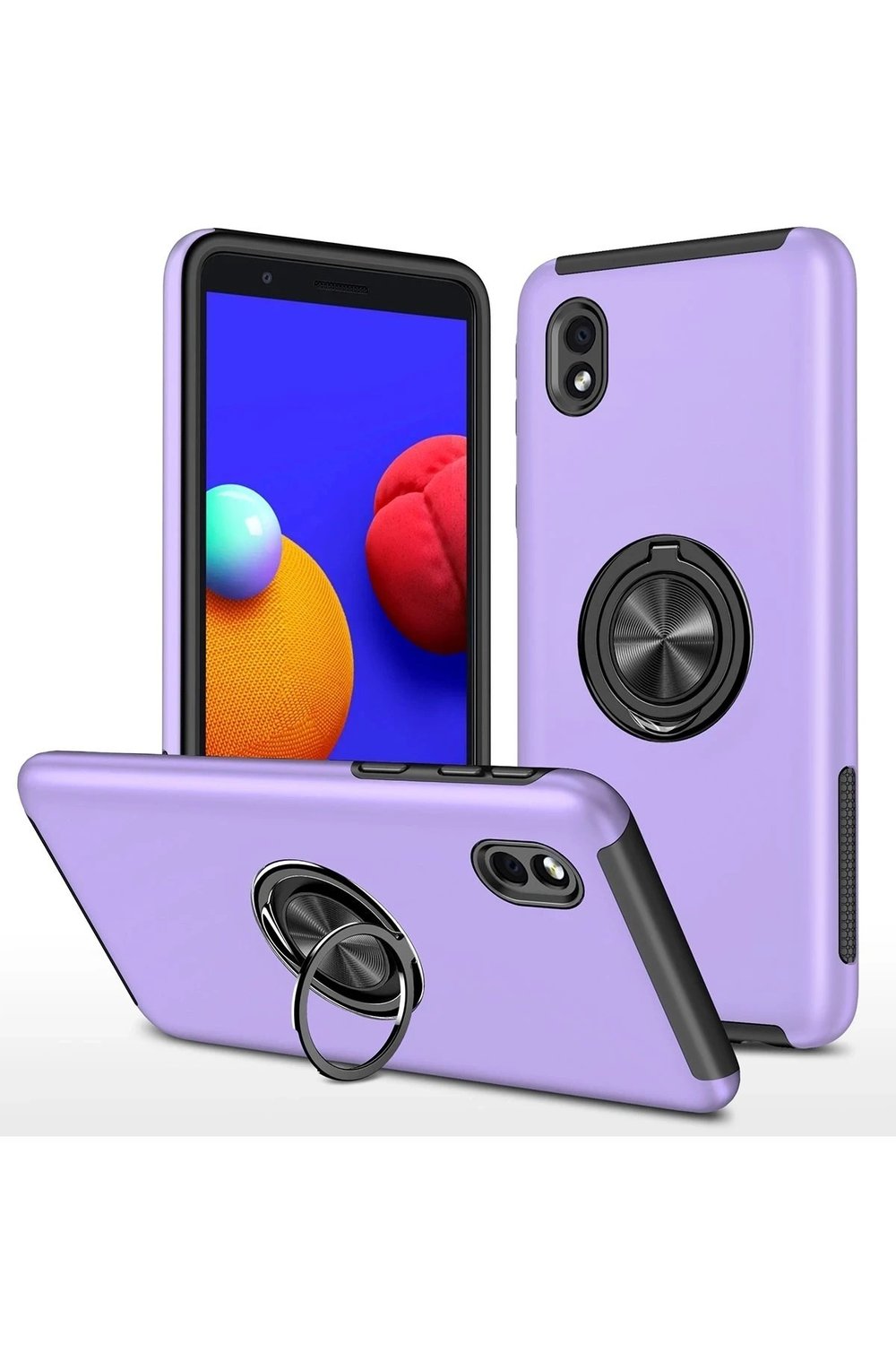 Mey İthalat®  Samsung Galaxy A01 Core Kılıf Elit Yüzüklü Kapak - Mor