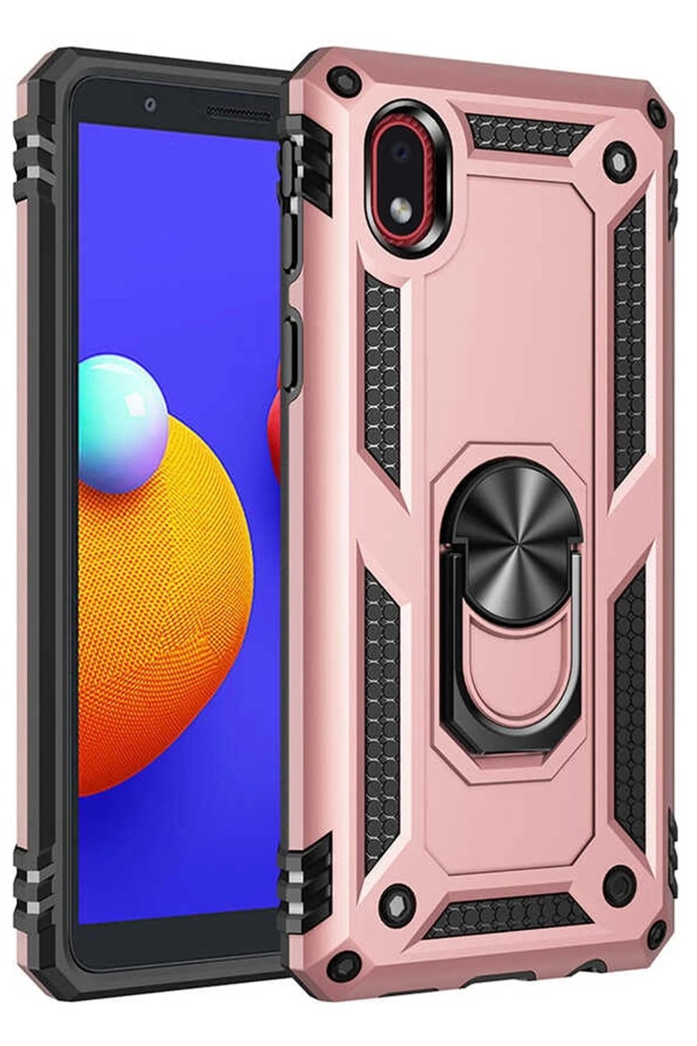 Mey İthalat®  Samsung Galaxy A01 Core Kılıf Sofya Yüzüklü Silikon Kapak - Rose