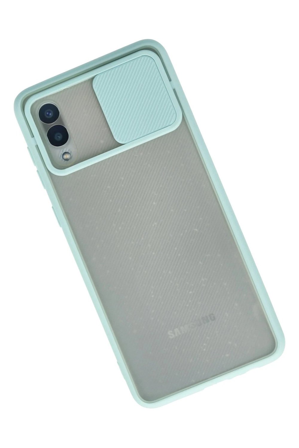 Mey İthalat®  Samsung Galaxy A02 Kılıf Palm Buzlu Kamera Sürgülü Silikon - Turkuaz