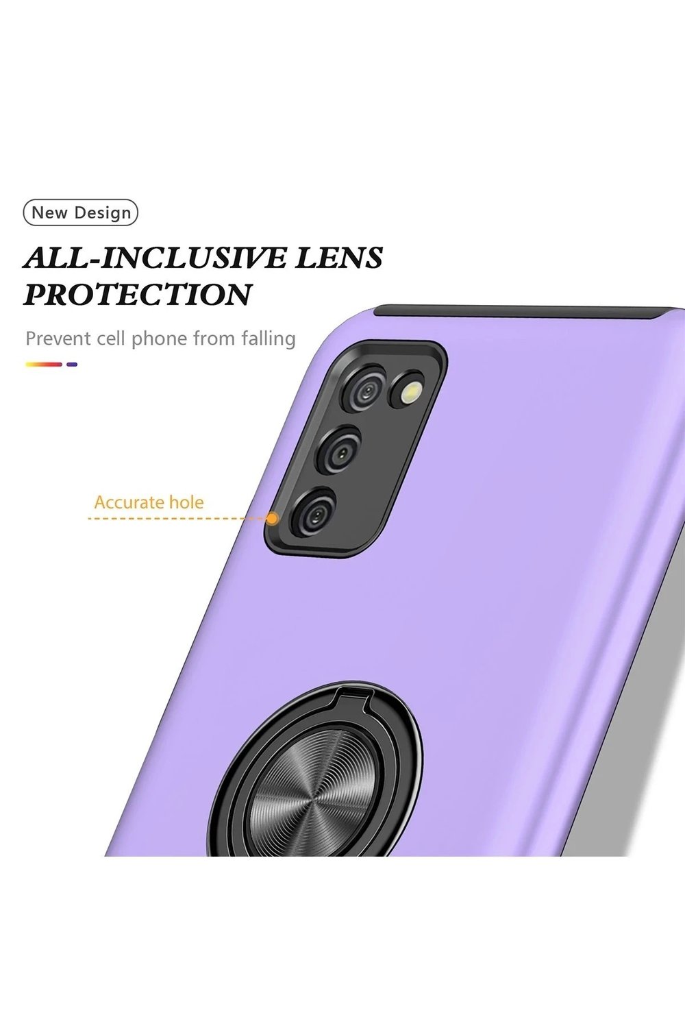 Mey İthalat®  Samsung Galaxy A02S Kılıf Elit Yüzüklü Kapak - Mor