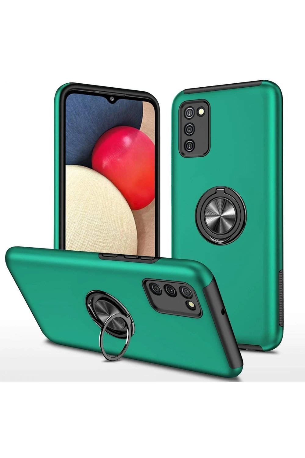 Mey İthalat®  Samsung Galaxy A02S Kılıf Elit Yüzüklü Kapak - Yeşil