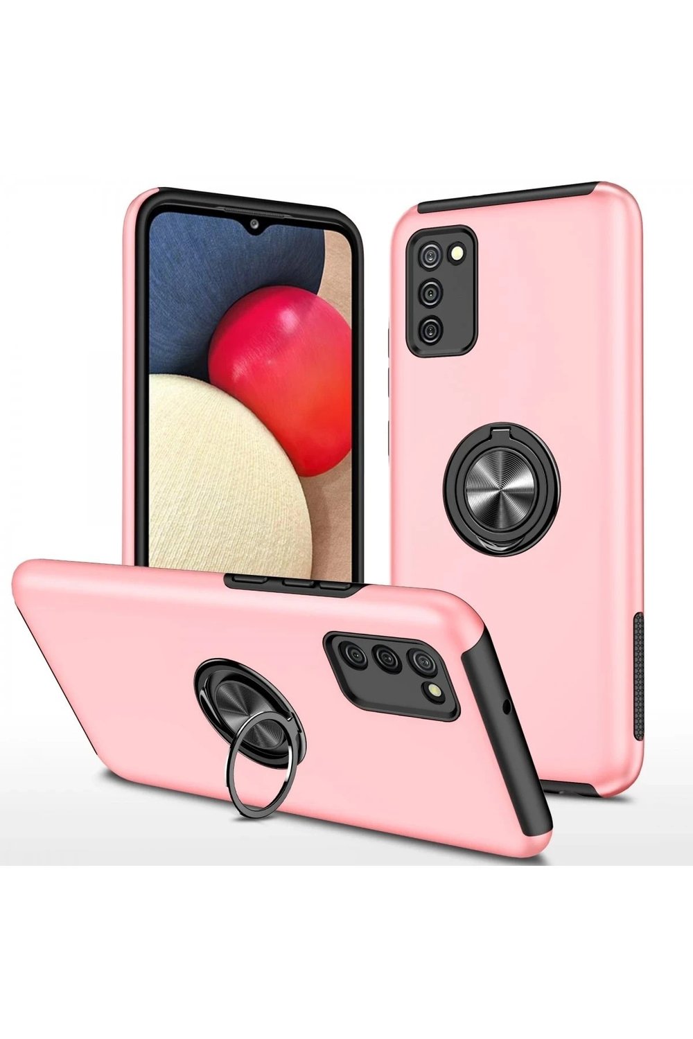 Mey İthalat®  Samsung Galaxy A02S Kılıf Elit Yüzüklü Kapak - Pembe