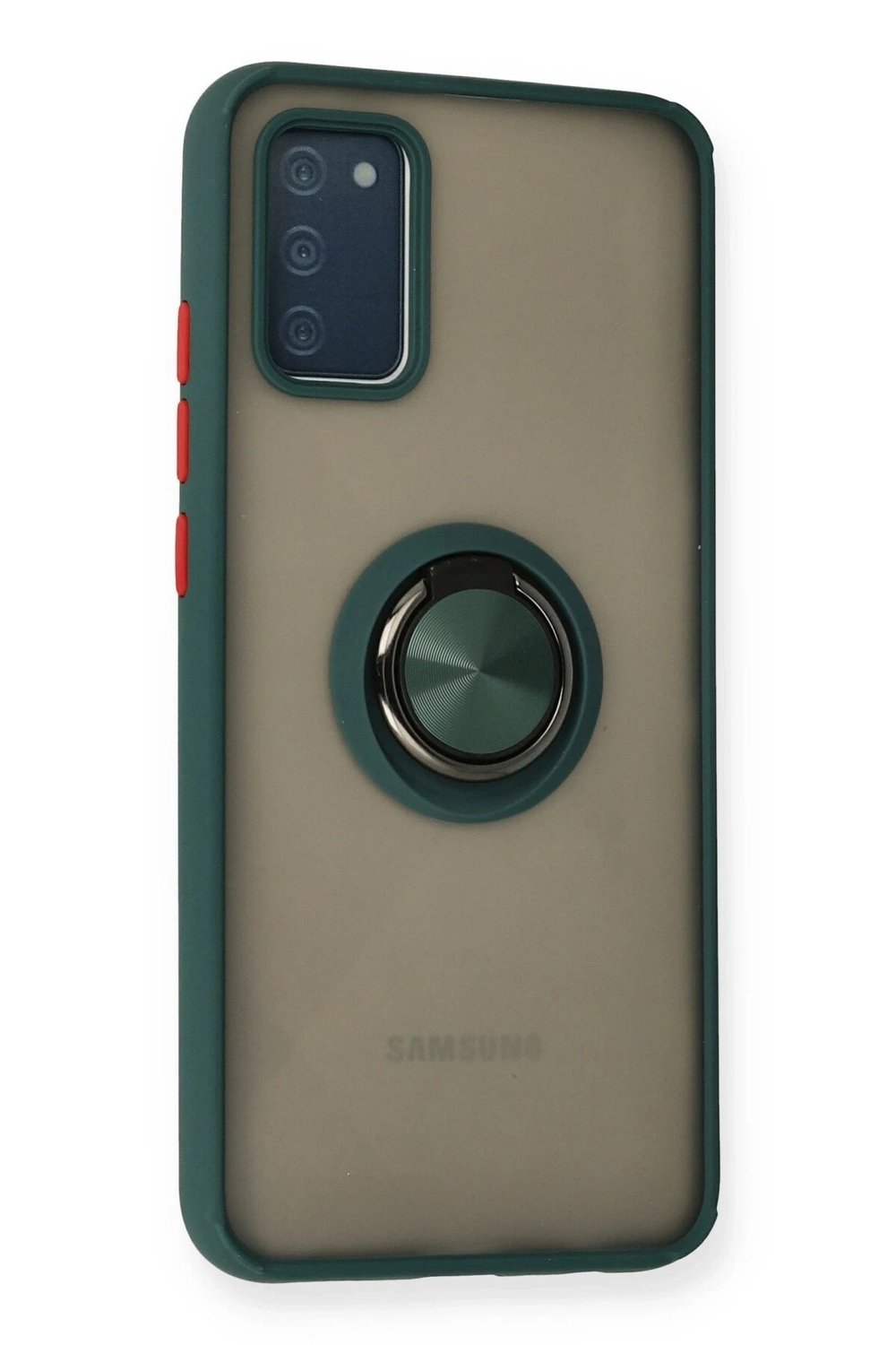Mey İthalat®  Samsung Galaxy A02S Kılıf Montreal Yüzüklü Silikon Kapak - Yeşil