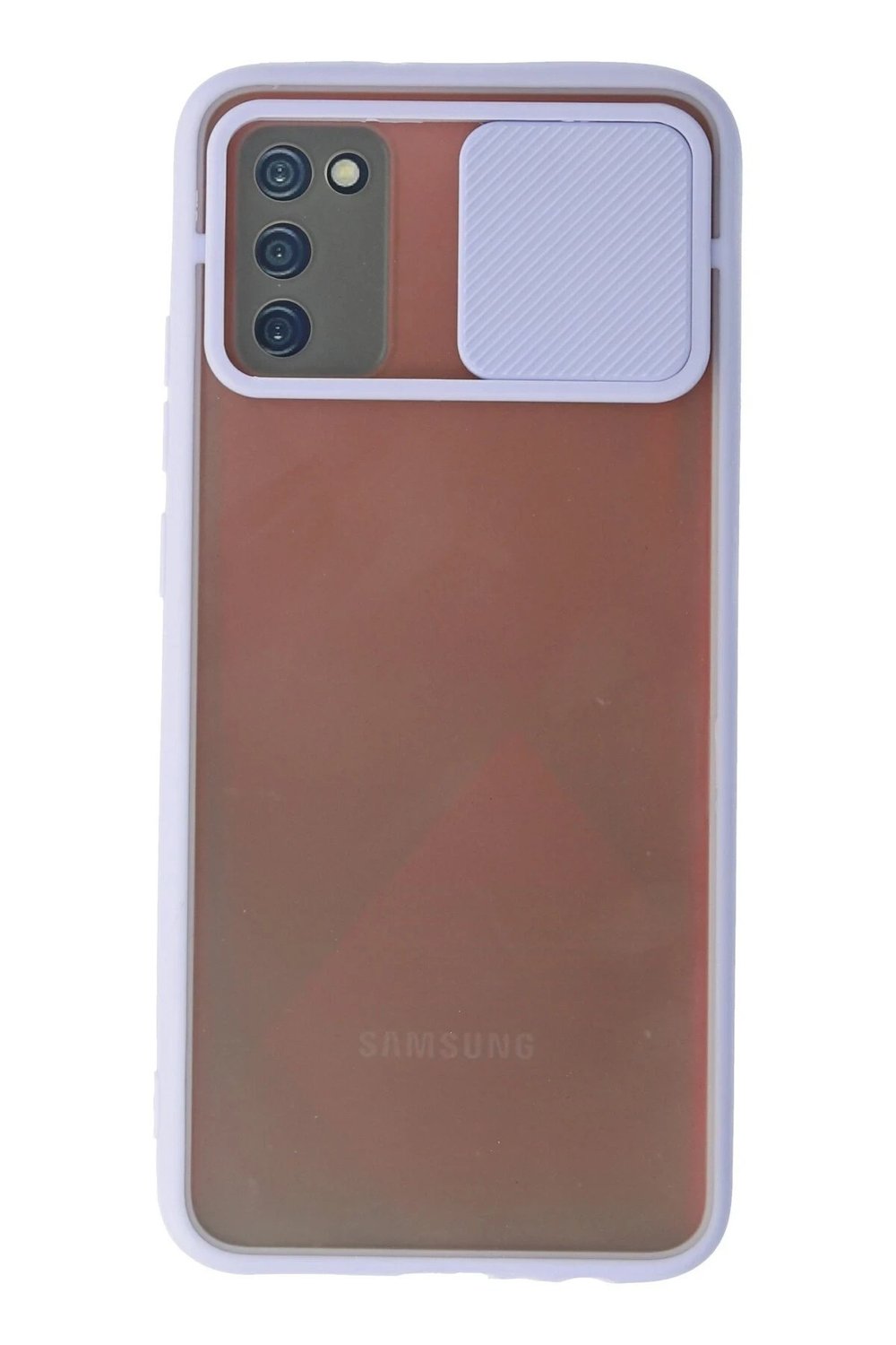 Mey İthalat®  Samsung Galaxy A02S Kılıf Palm Buzlu Kamera Sürgülü Silikon - Lila