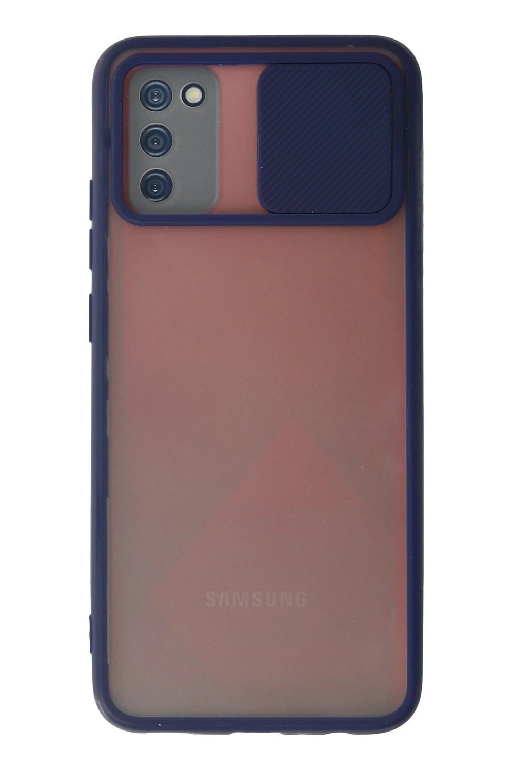 Mey İthalat®  Samsung Galaxy A02S Kılıf Palm Buzlu Kamera Sürgülü Silikon - Lacivert