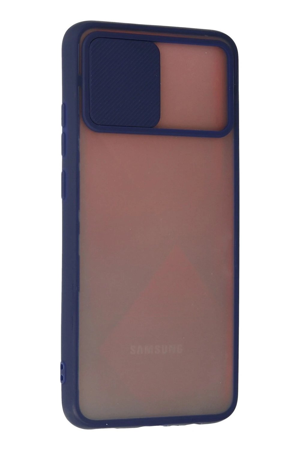Mey İthalat®  Samsung Galaxy A02S Kılıf Palm Buzlu Kamera Sürgülü Silikon - Lacivert
