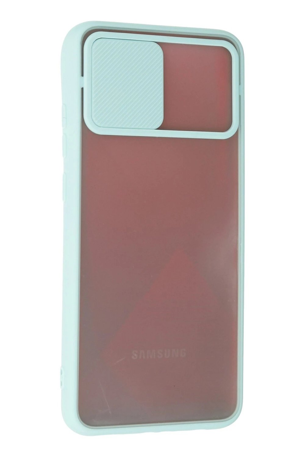 Mey İthalat®  Samsung Galaxy A02S Kılıf Palm Buzlu Kamera Sürgülü Silikon - Turkuaz
