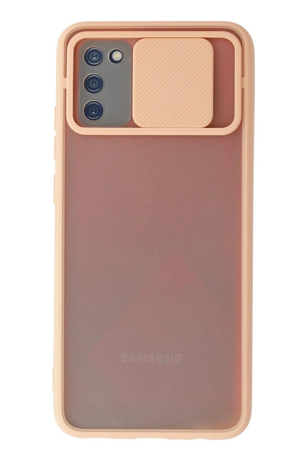 Mey İthalat®  Samsung Galaxy A02S Kılıf Palm Buzlu Kamera Sürgülü Silikon - Pembe