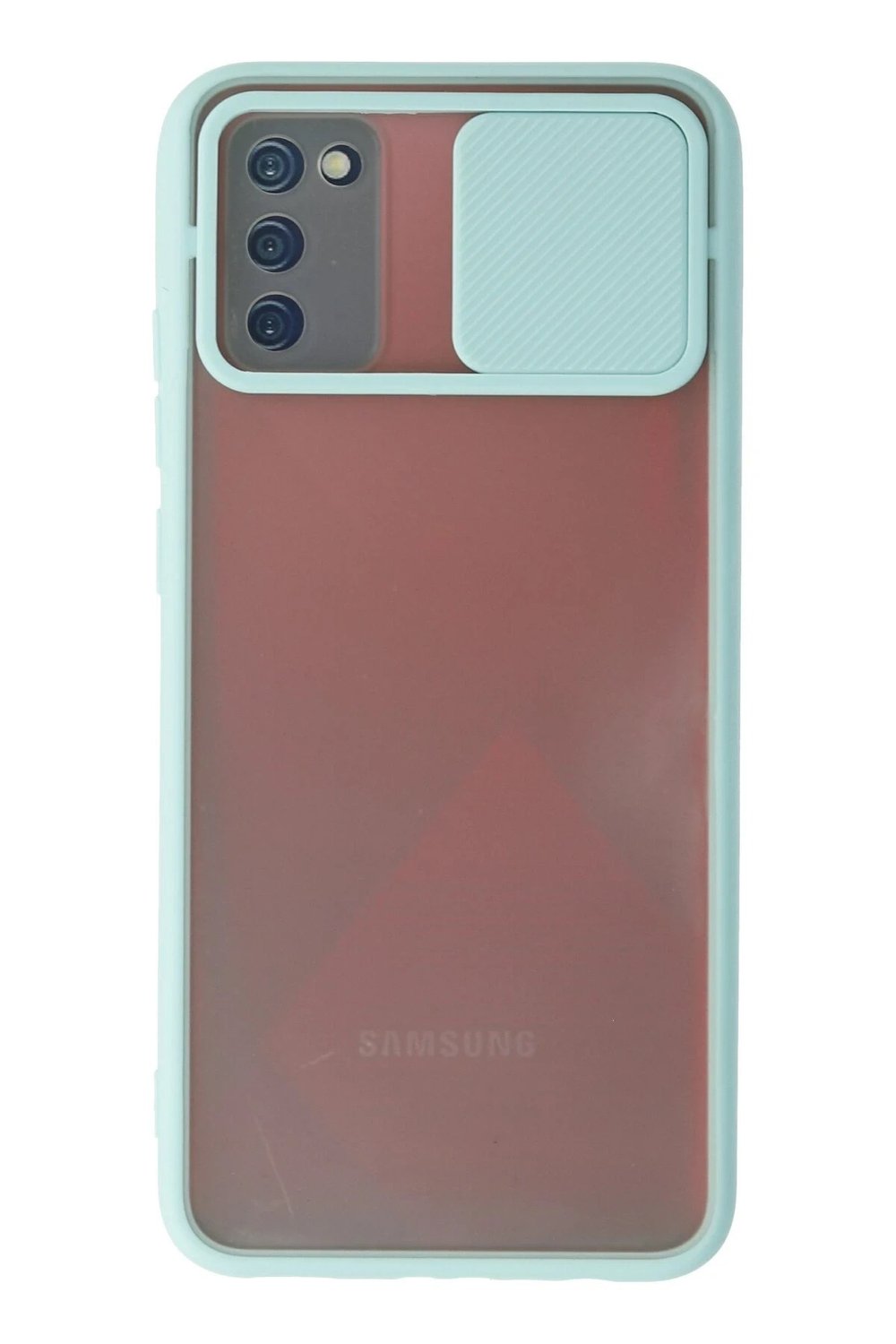 Mey İthalat®  Samsung Galaxy A02S Kılıf Palm Buzlu Kamera Sürgülü Silikon - Turkuaz