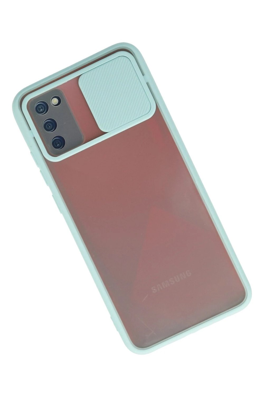Mey İthalat®  Samsung Galaxy A02S Kılıf Palm Buzlu Kamera Sürgülü Silikon - Turkuaz