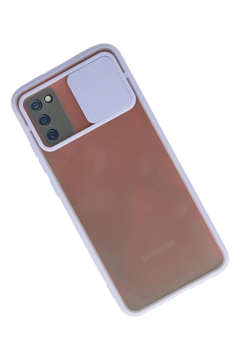 Mey İthalat®  Samsung Galaxy A02S Kılıf Palm Buzlu Kamera Sürgülü Silikon - Lila