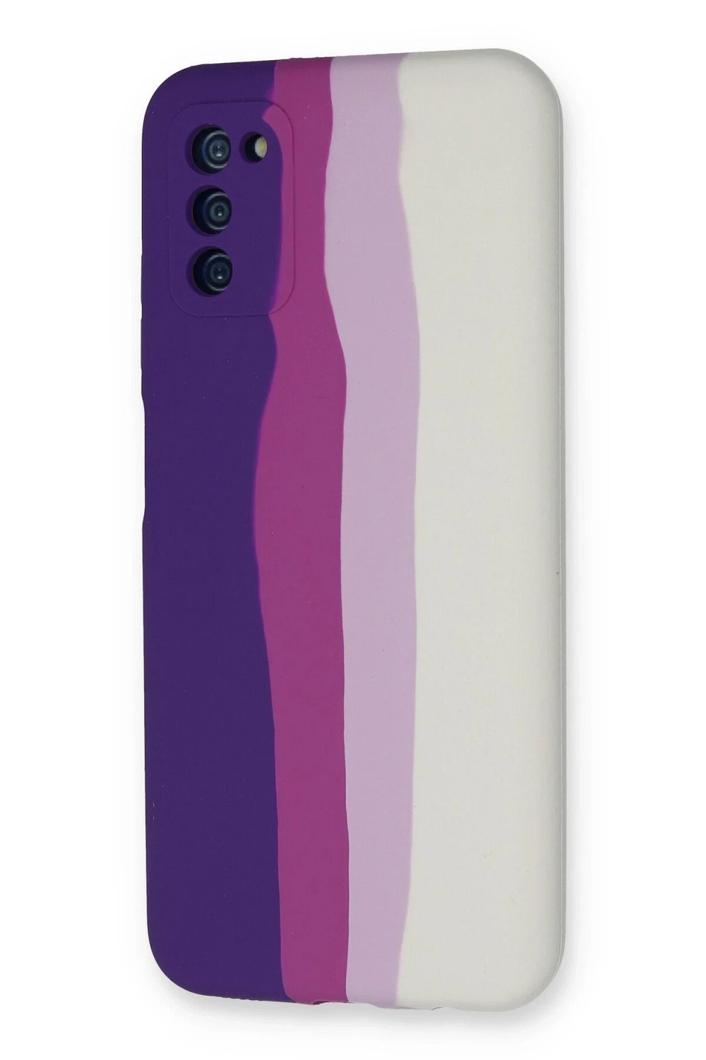Mey İthalat®  Samsung Galaxy A03S Kılıf Ebruli Lansman Silikon - Mor-Beyaz
