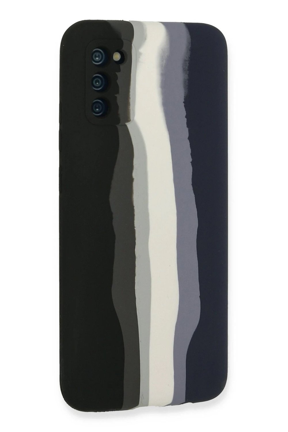 Mey İthalat®  Samsung Galaxy A03S Kılıf Ebruli Lansman Silikon - Siyah-Lacivert