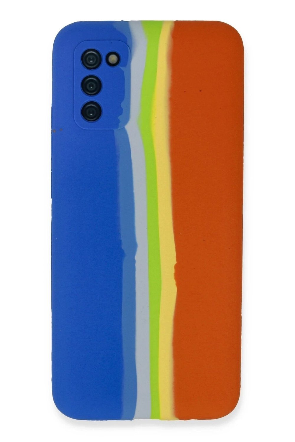 Mey İthalat®  Samsung Galaxy A03S Kılıf Ebruli Lansman Silikon - Mavi-Turuncu