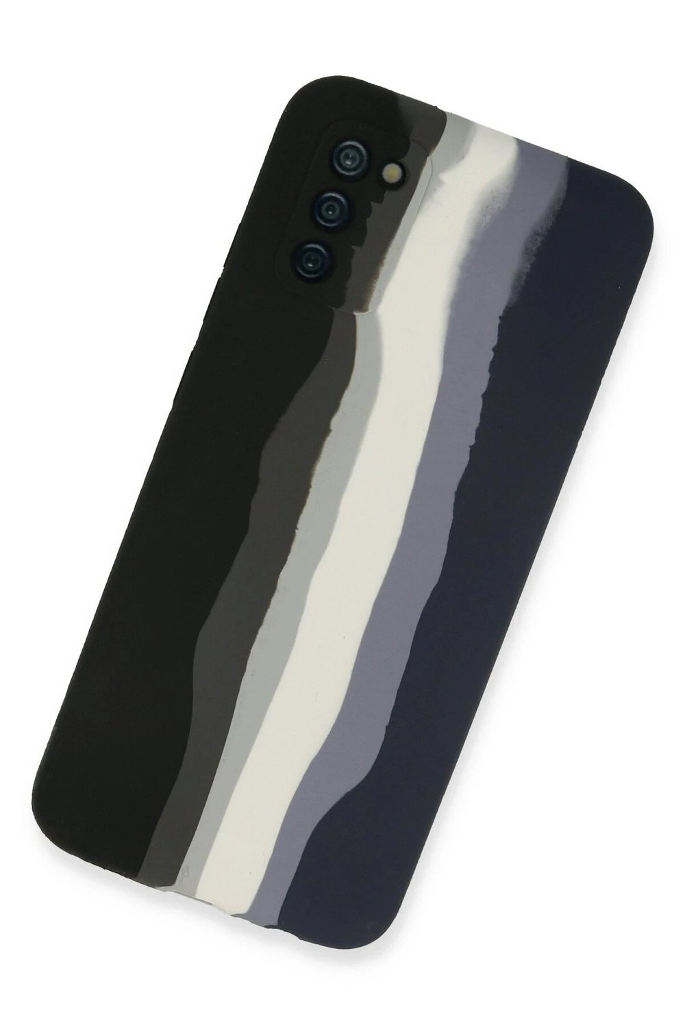 Mey İthalat®  Samsung Galaxy A03S Kılıf Ebruli Lansman Silikon - Siyah-Lacivert