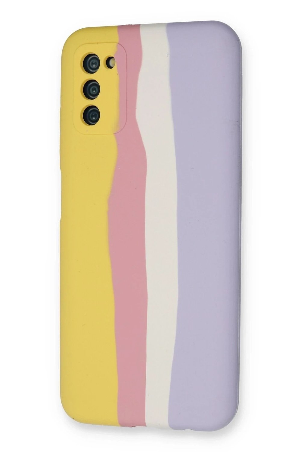 Mey İthalat®  Samsung Galaxy A03S Kılıf Ebruli Lansman Silikon - Sarı-Mavi