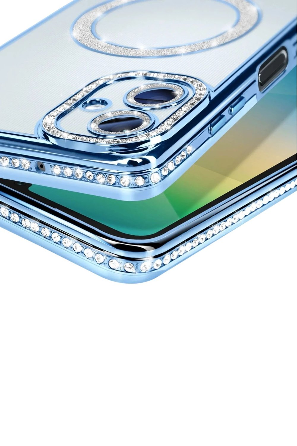 Mey İthalat®  Samsung Galaxy A06 Joke Simli Magneticsafe Kılıf - Mavi
