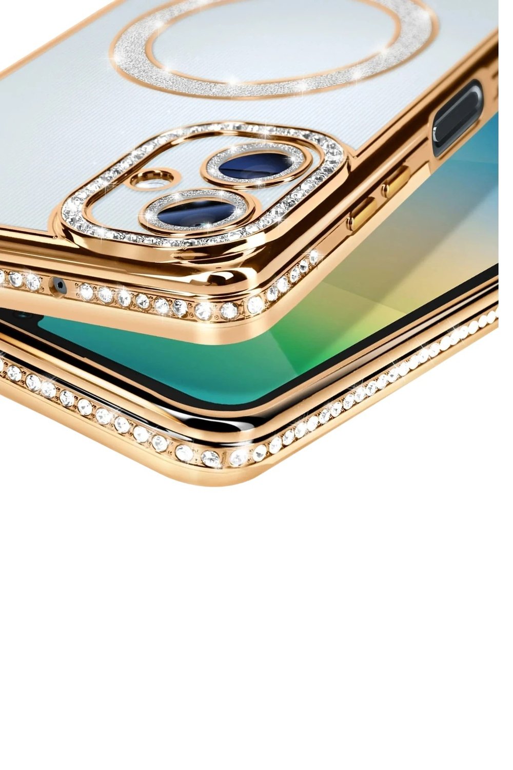 Mey İthalat®  Samsung Galaxy A06 Joke Simli Magneticsafe Kılıf - Gold