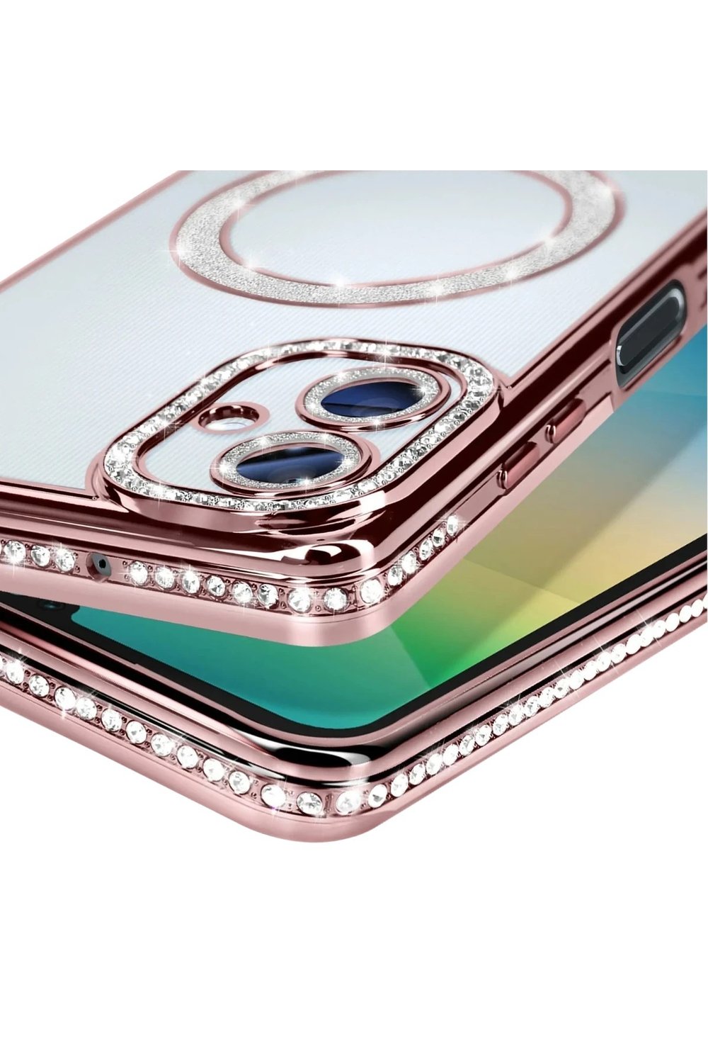 Mey İthalat®  Samsung Galaxy A06 Joke Simli Magneticsafe Kılıf - Pembe