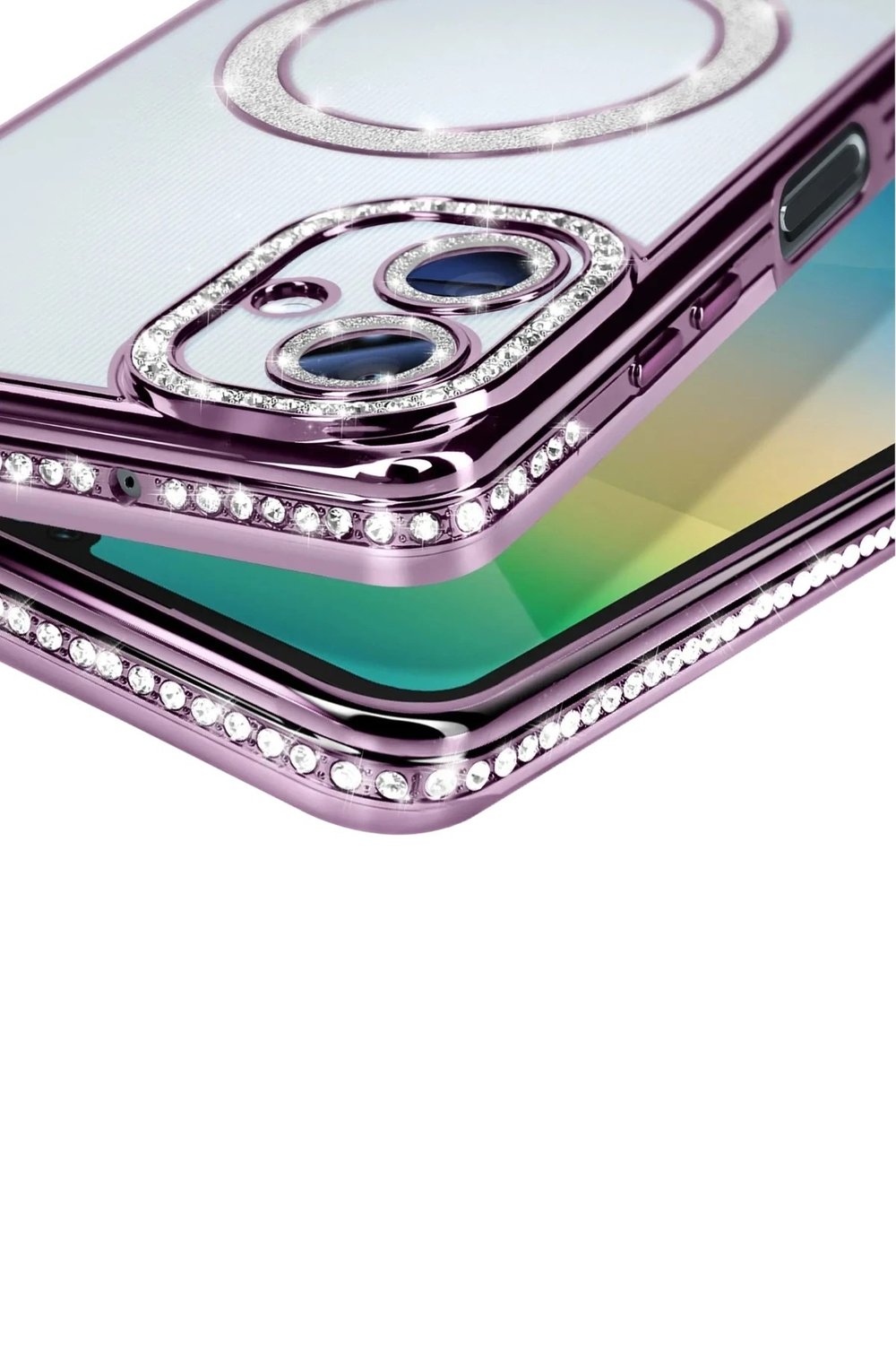 Mey İthalat®  Samsung Galaxy A06 Joke Simli Magneticsafe Kılıf - Derin Mor
