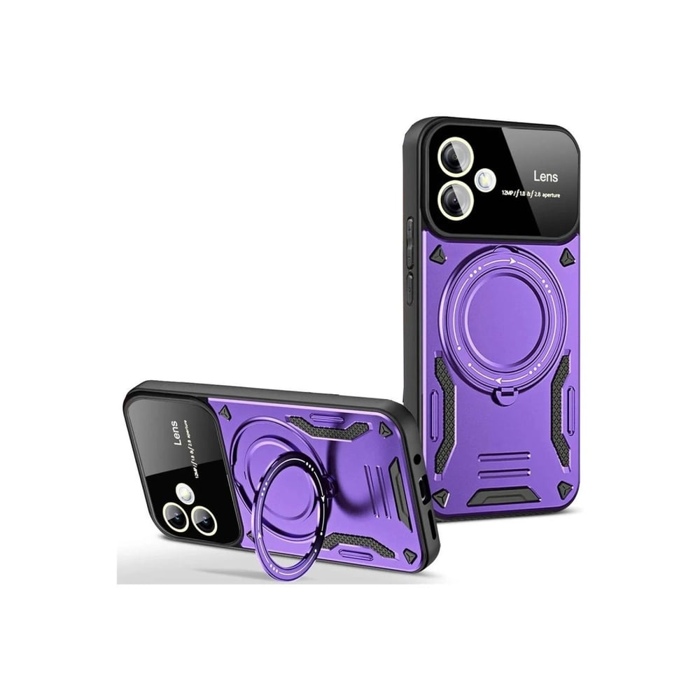 Mey İthalat®  Samsung Galaxy A06 Kılıf Joy Lens Standlı Kapak - Mor