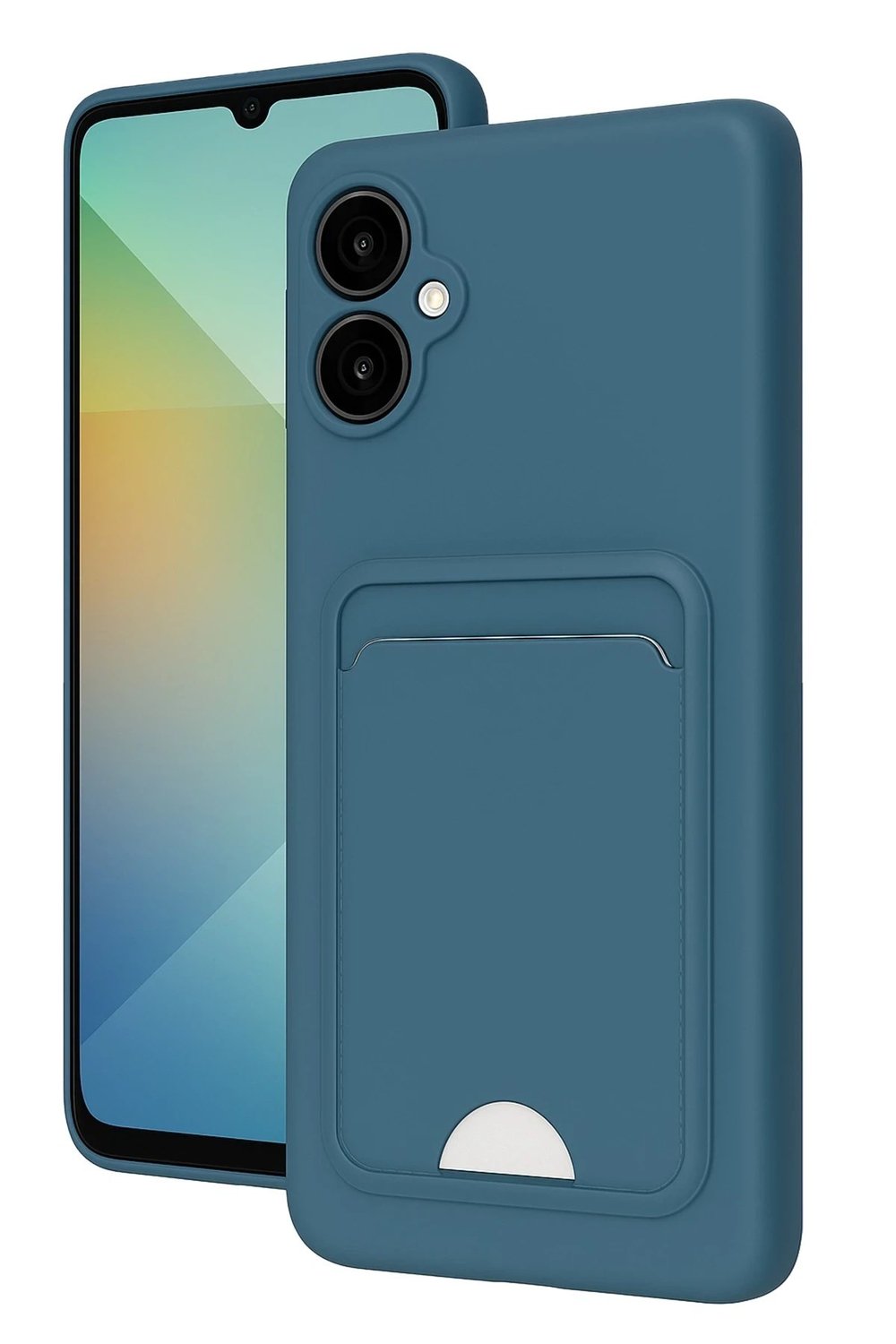 Mey İthalat®  Samsung Galaxy A06 Kılıf Kelvin Kartvizitli Silikon - Mavi