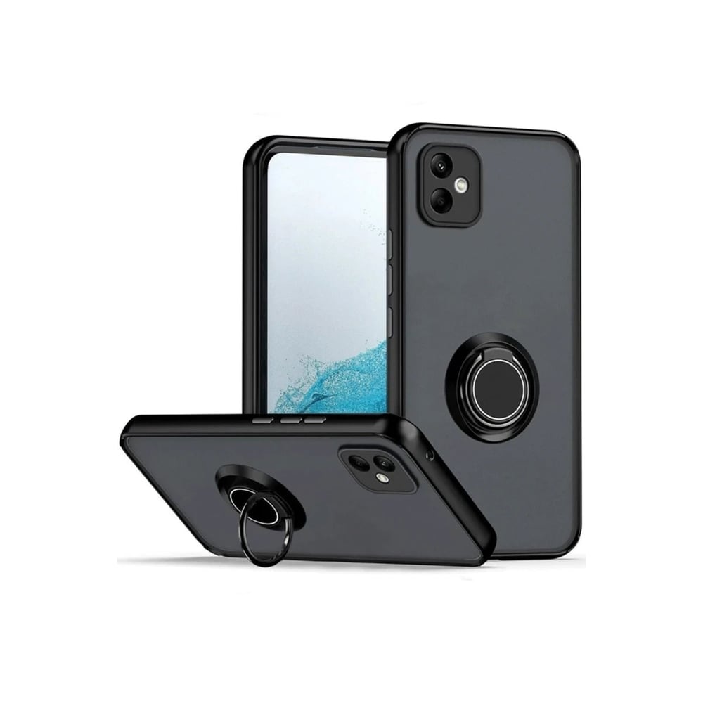 Mey İthalat®  Samsung Galaxy A06 Kılıf Montreal Yüzüklü Silikon Kapak - Siyah