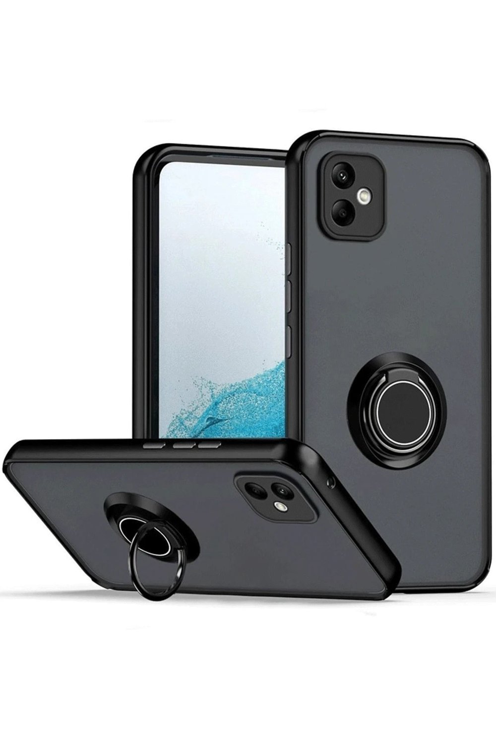 Mey İthalat®  Samsung Galaxy A06 Kılıf Montreal Yüzüklü Silikon Kapak - Siyah