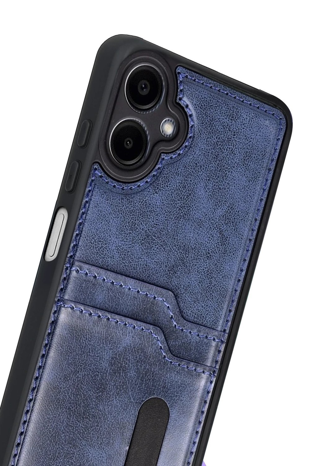 Mey İthalat®  Samsung Galaxy A07 4G Sara Kartvizitli Deri Kılıf - Lacivert