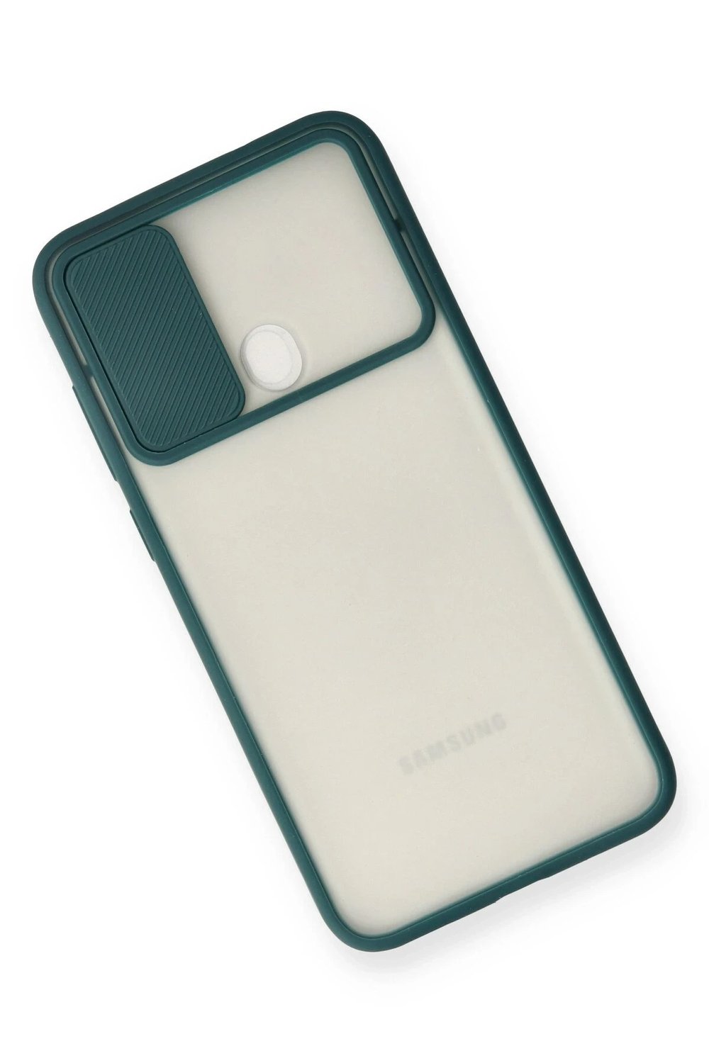Mey İthalat®  Samsung Galaxy A11 Kılıf Palm Buzlu Kamera Sürgülü Silikon - Yeşil