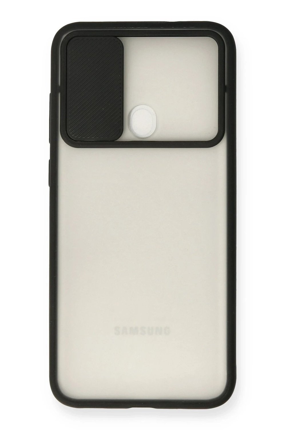 Mey İthalat®  Samsung Galaxy A11 Kılıf Palm Buzlu Kamera Sürgülü Silikon - Siyah