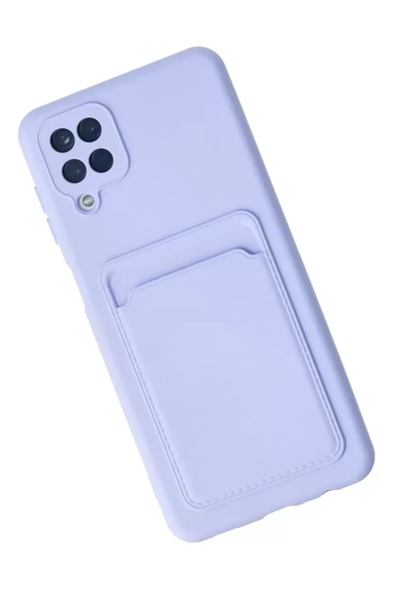 Mey İthalat®  Samsung Galaxy A12 Kılıf Kelvin Kartvizitli Silikon - Lila