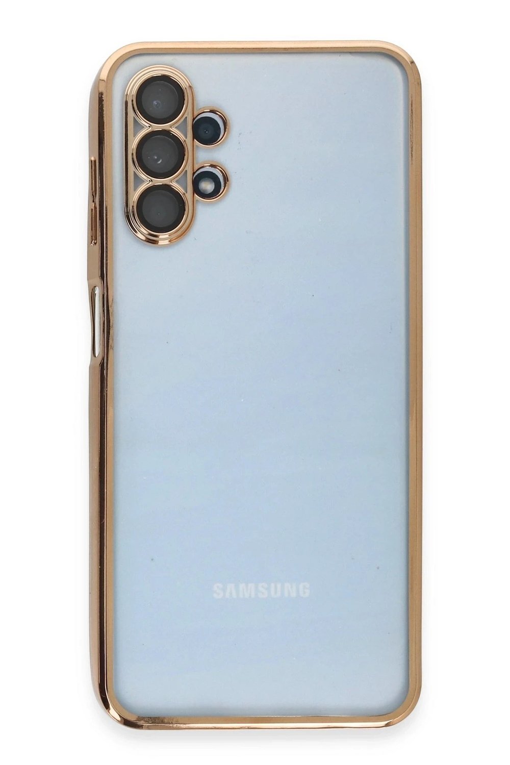Mey İthalat®  Samsung Galaxy A13 4G Kılıf  Lensli Silikon - Gold