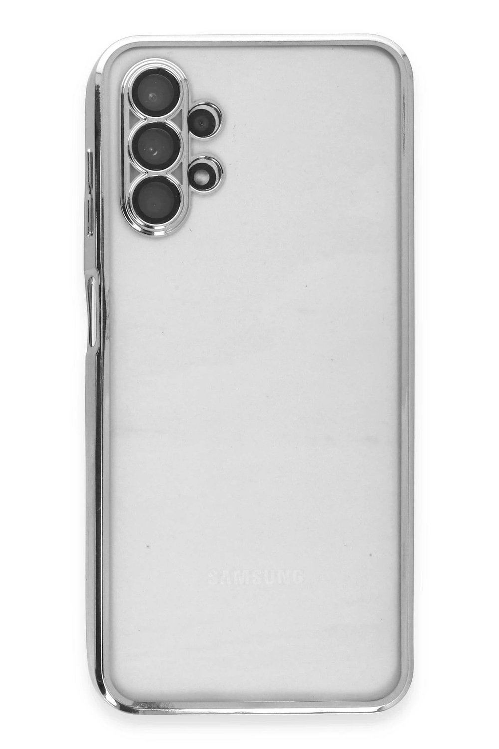 Mey İthalat®  Samsung Galaxy A13 4G Kılıf  Lensli Silikon - Gümüş
