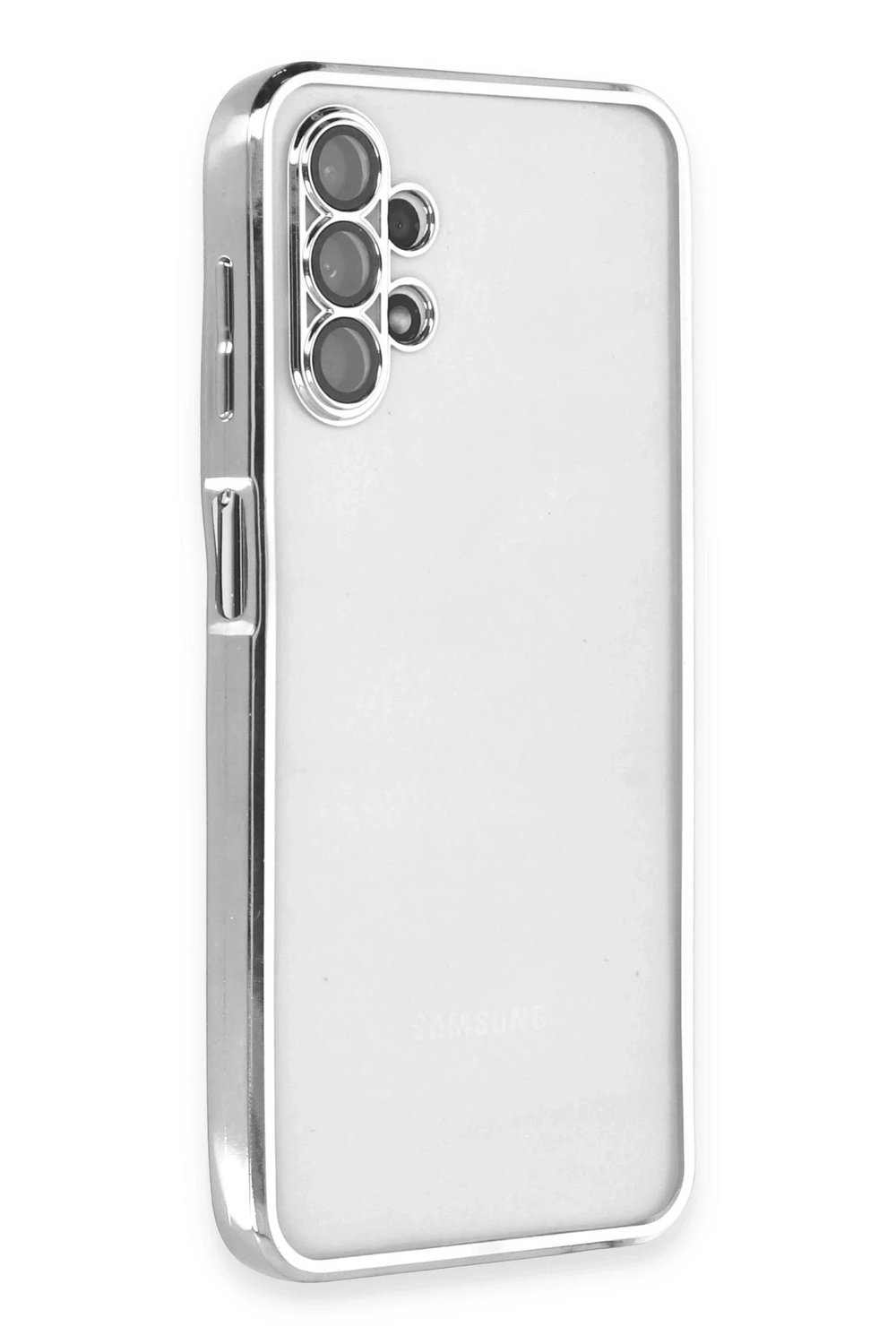 Mey İthalat®  Samsung Galaxy A13 4G Kılıf  Lensli Silikon - Gümüş