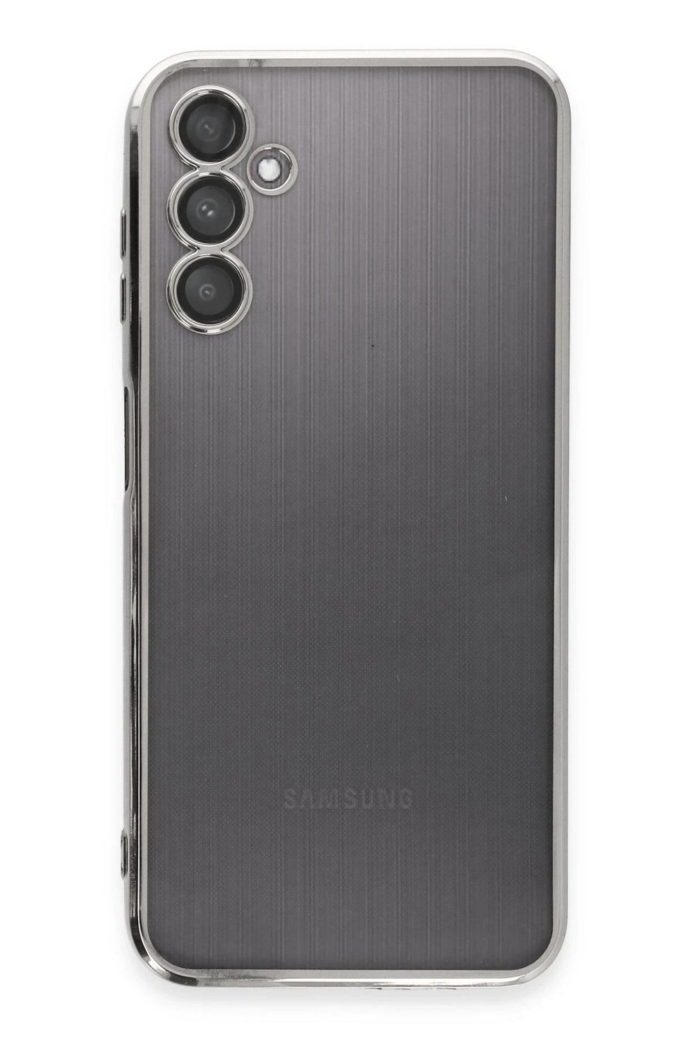 Mey İthalat®  Samsung Galaxy A14 4G Kılıf  Lensli Silikon - Gümüş