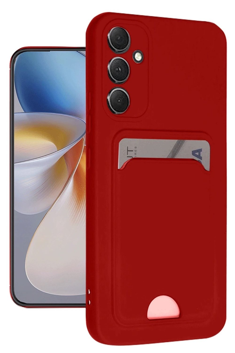 Mey İthalat®  Samsung Galaxy A16 5G Kılıf Kelvin Kartvizitli Silikon - Kırmızı