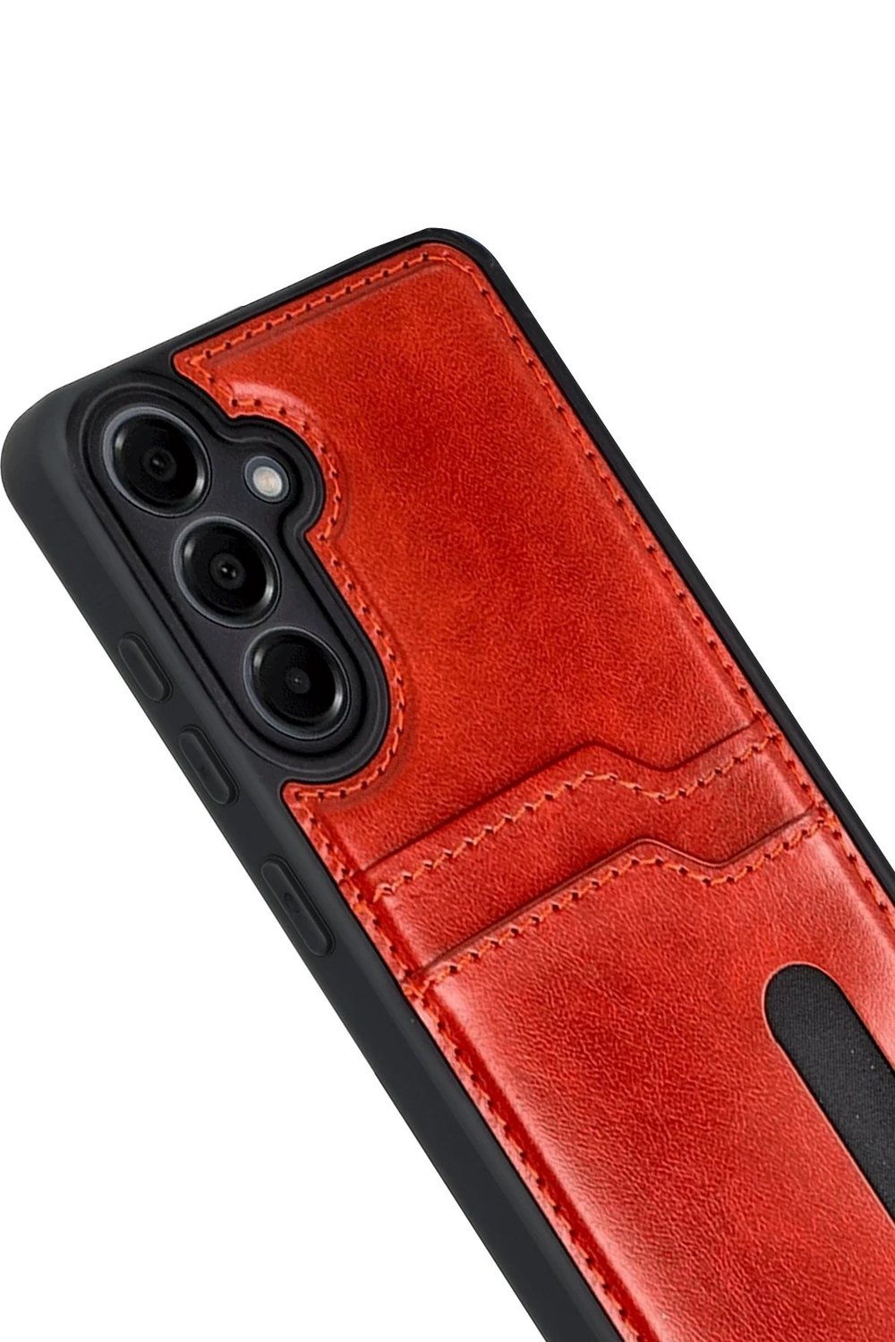 Mey İthalat®  Samsung Galaxy A17 5G Sara Kartvizitli Deri Kılıf - Kırmızı
